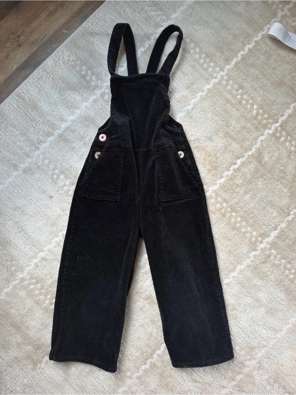 Girls Black Corduroy Overalls